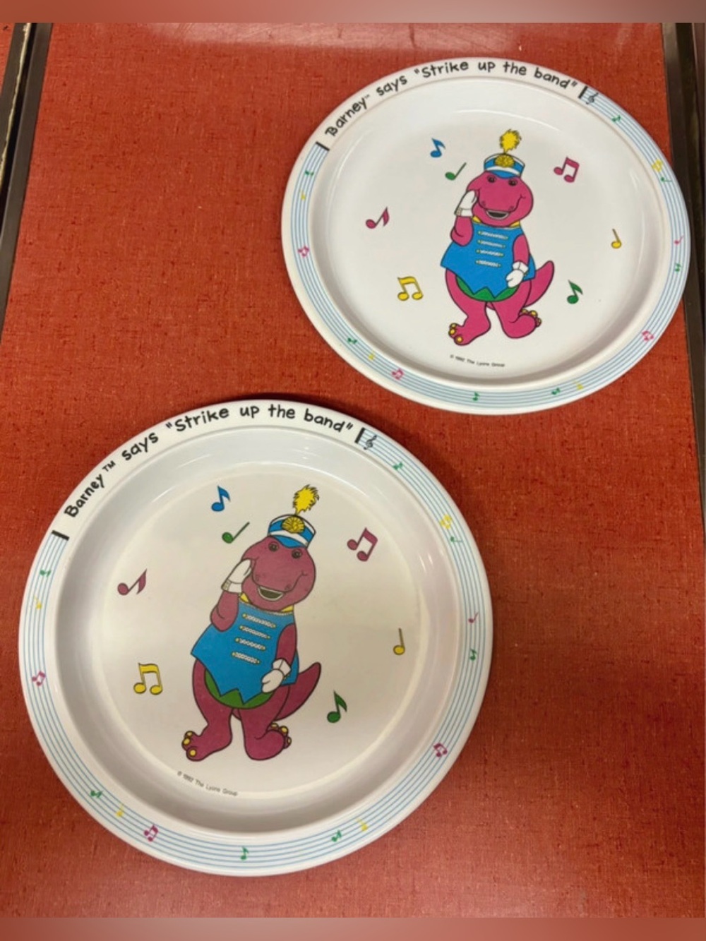 Vintage Barney the Dinosaur Plates Set of 2